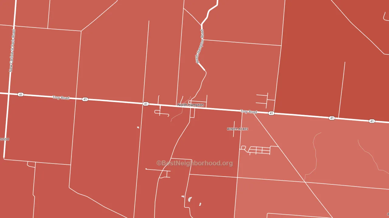 45349, OH block-group political-lean map