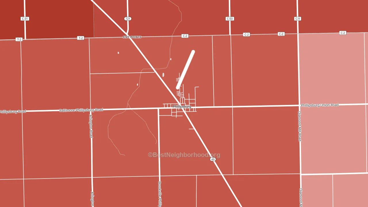 45354, OH block-group political-lean map