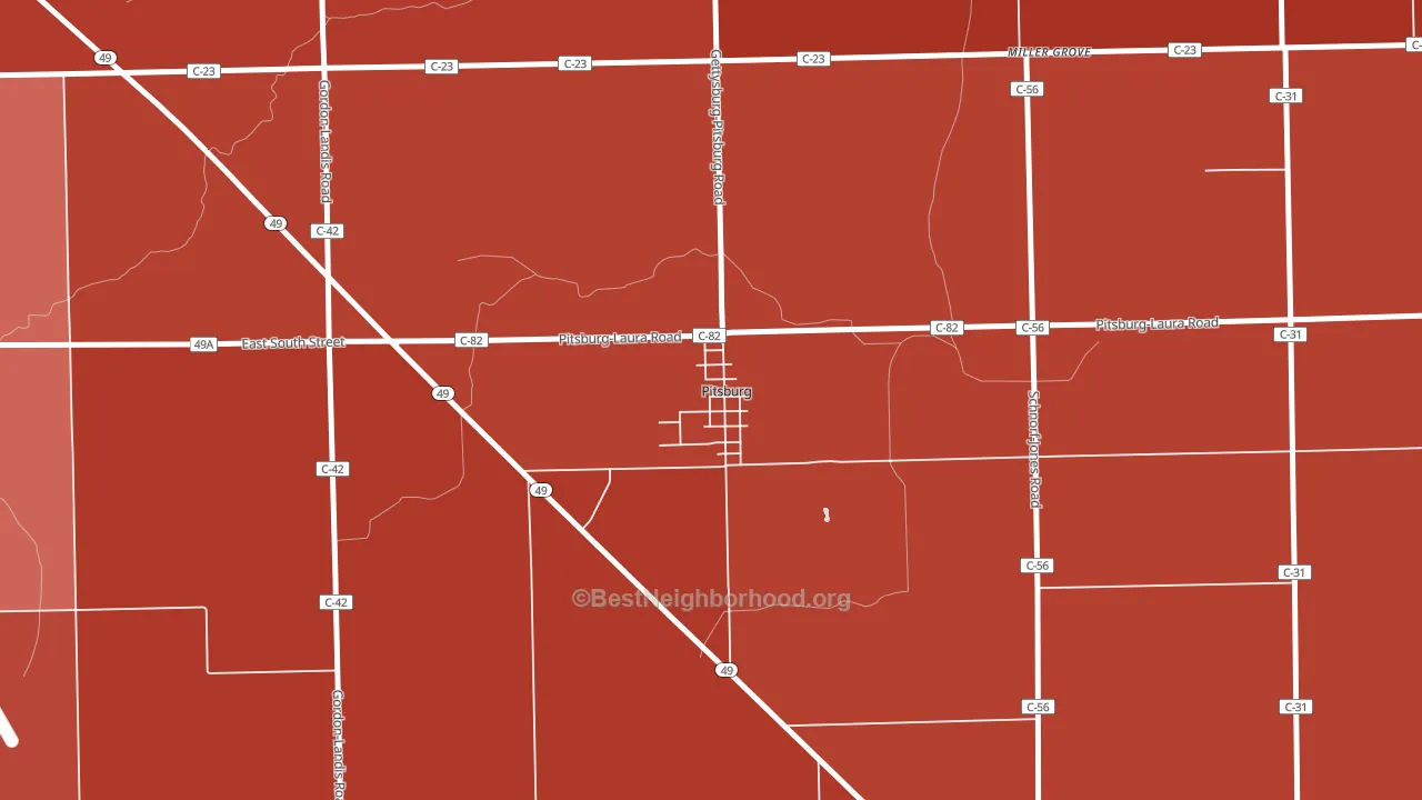 45358, OH block-group political-lean map