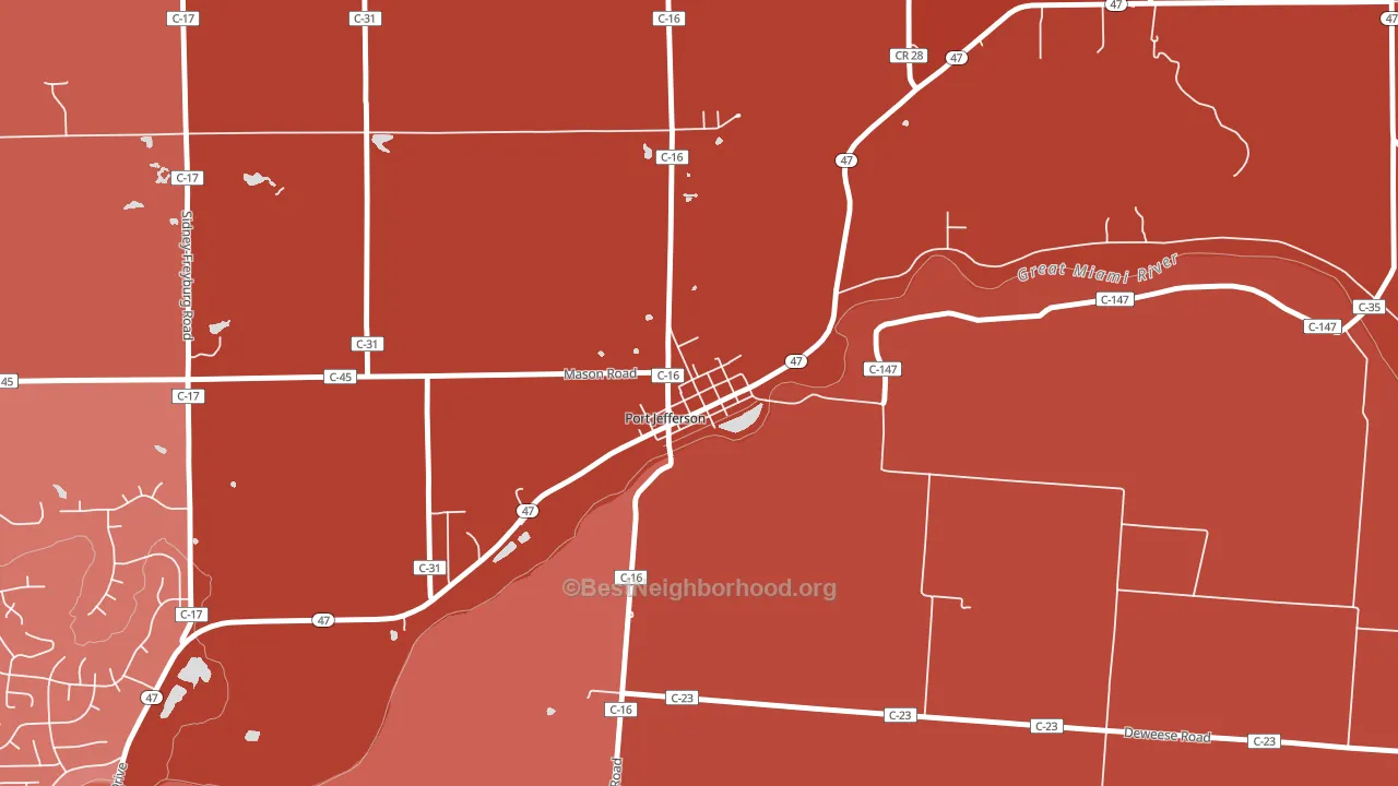 45360, OH block-group political-lean map