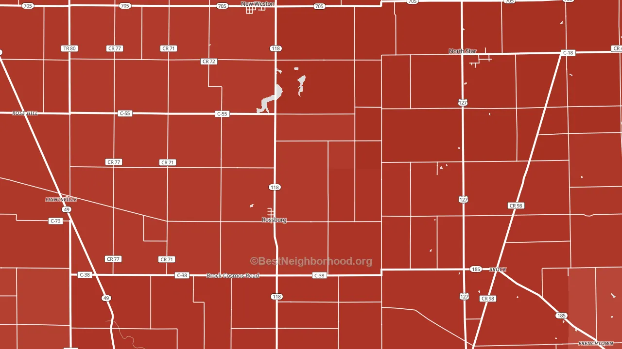 45362, OH block-group political-lean map