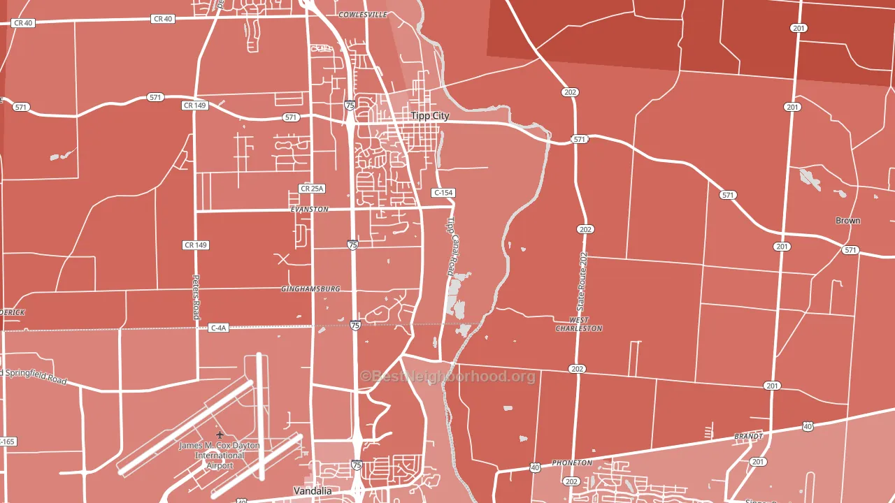 45371, OH block-group political-lean map