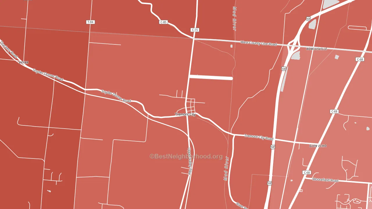 45372, OH block-group political-lean map