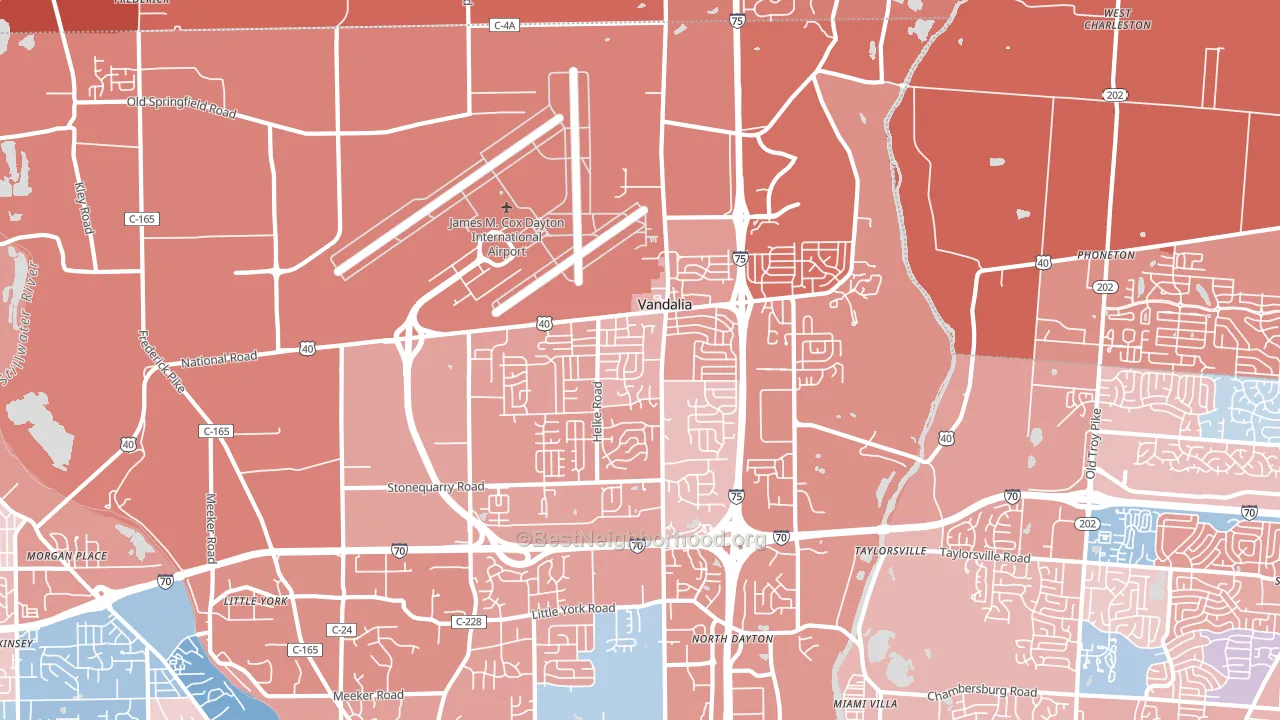 45377, OH block-group political-lean map