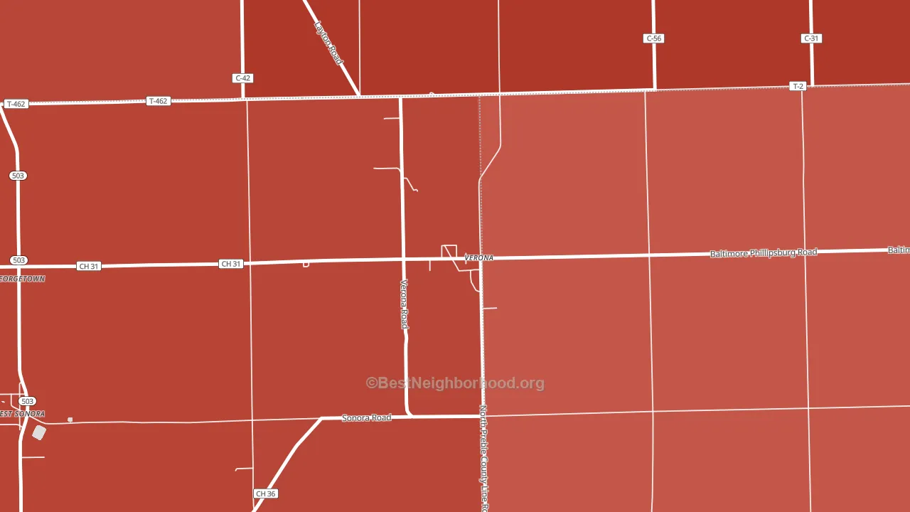 45378, OH block-group political-lean map