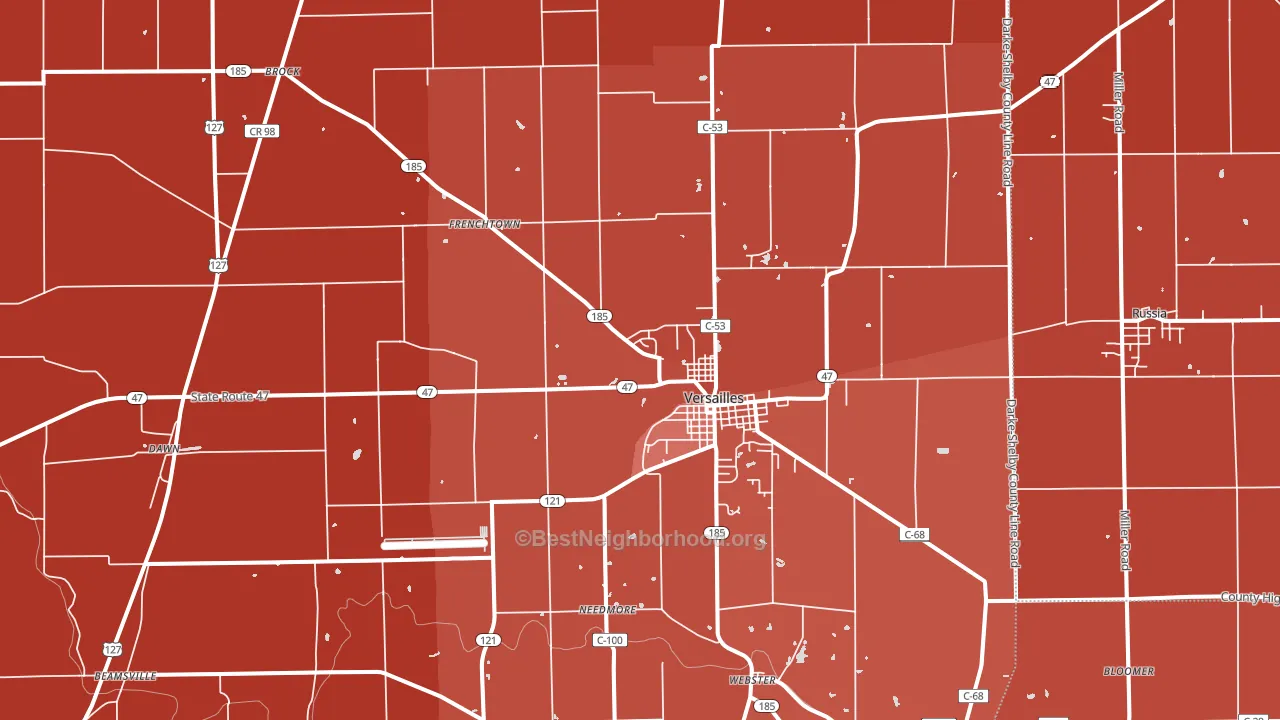 45380, OH block-group political-lean map