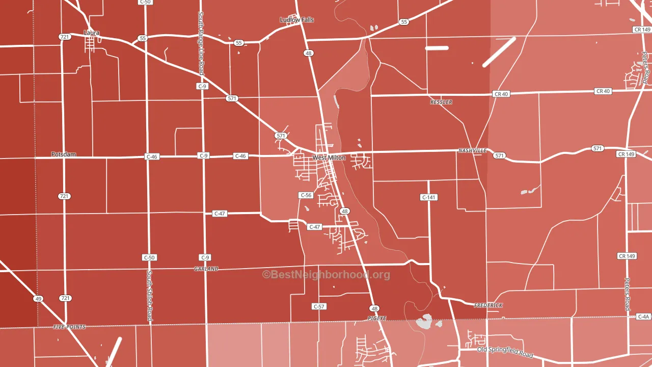 45383, OH block-group political-lean map