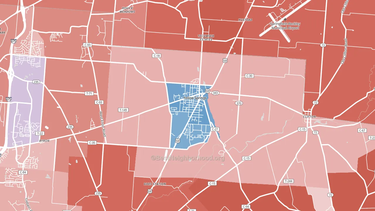 45387, OH block-group political-lean map
