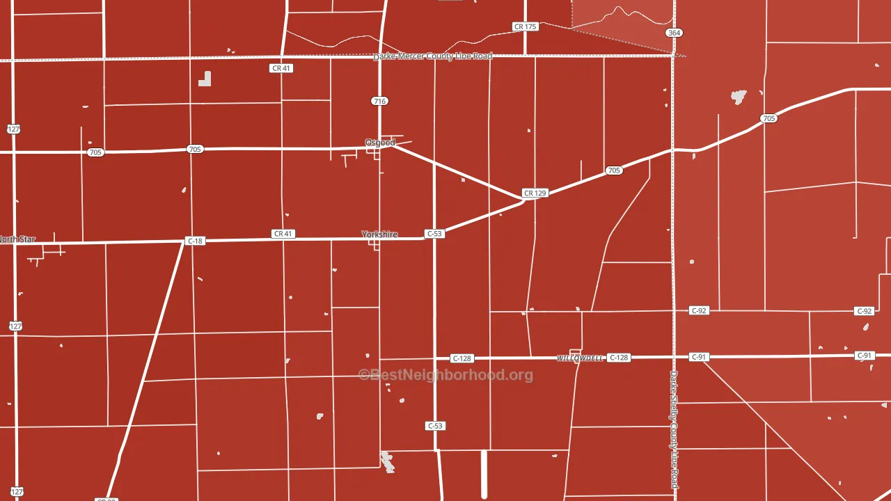 45388, OH block-group political-lean map