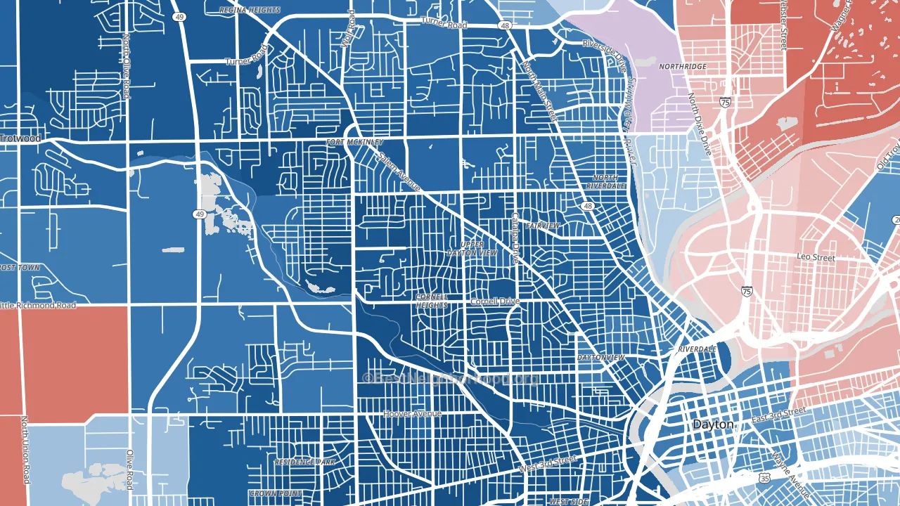 45406, OH block-group political-lean map