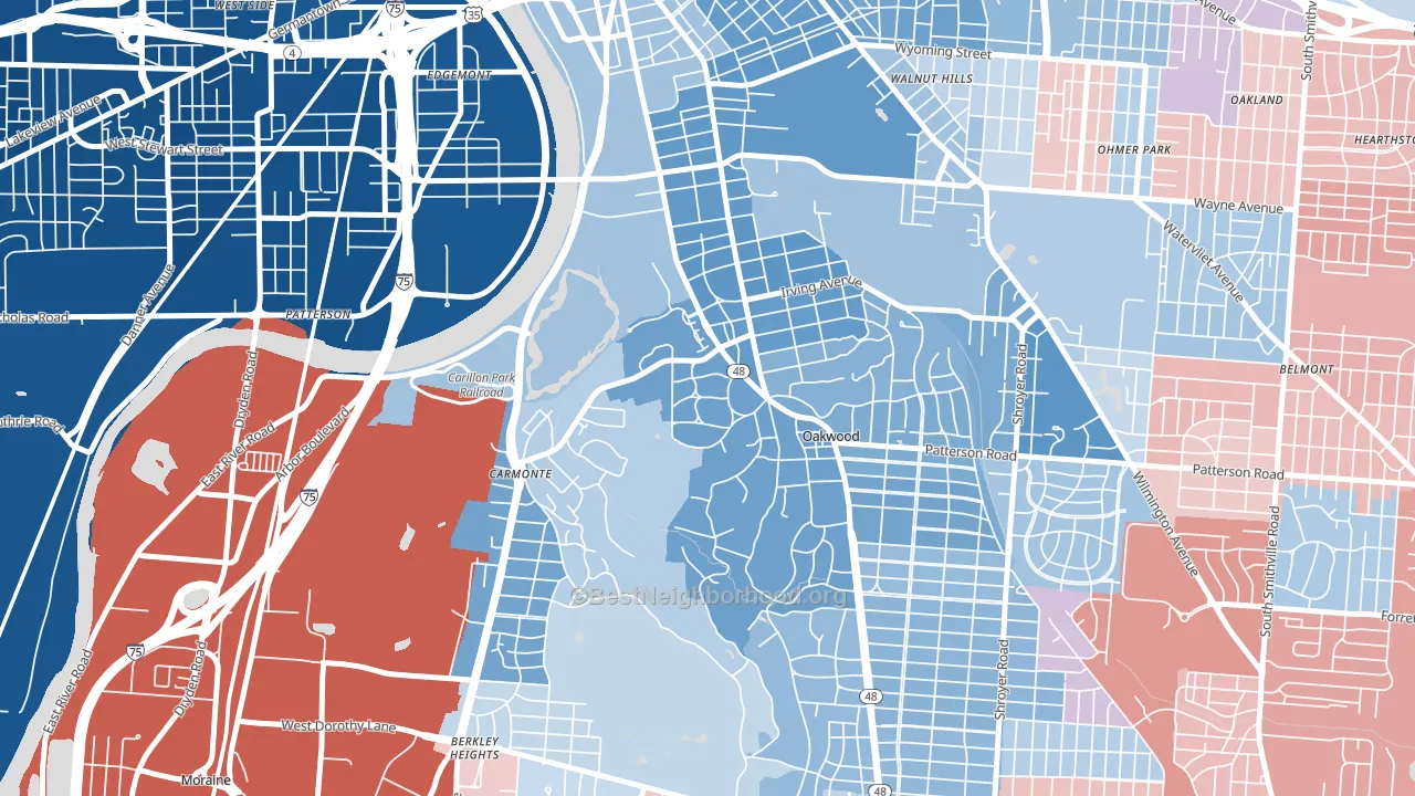 45409, OH block-group political-lean map