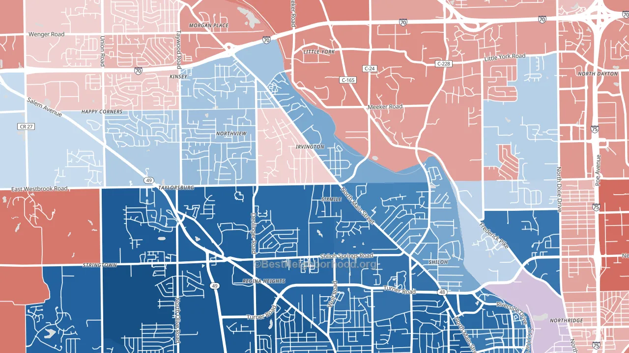 45415, OH block-group political-lean map