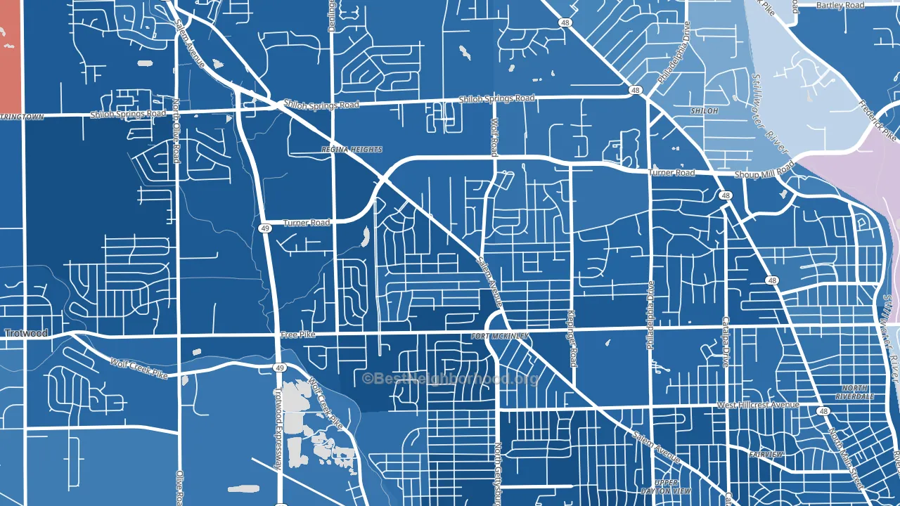 45416, OH block-group political-lean map