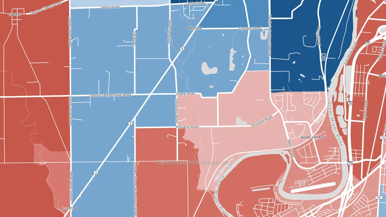 45418, OH block-group political-lean map