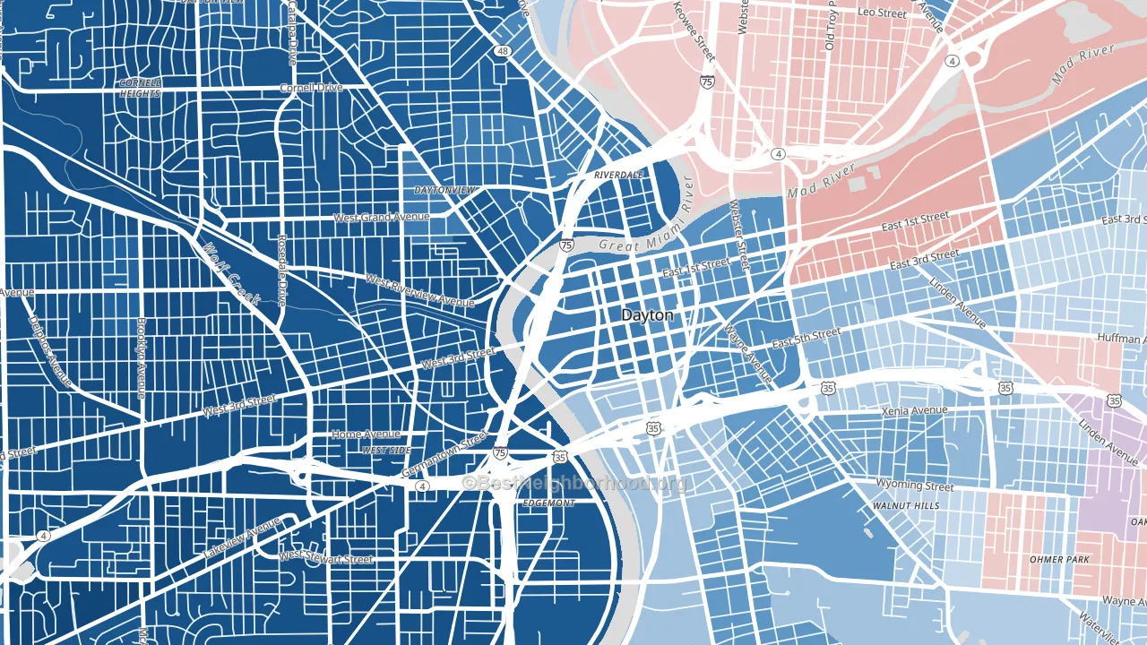 45422, OH block-group political-lean map