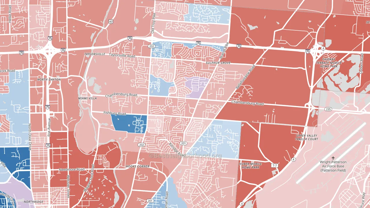 45424, OH block-group political-lean map