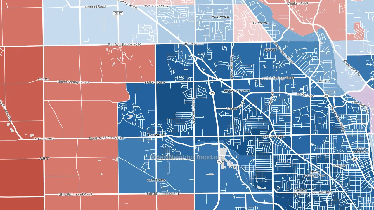 45426, OH block-group political-lean map