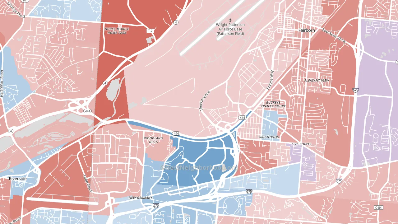 45433, OH block-group political-lean map
