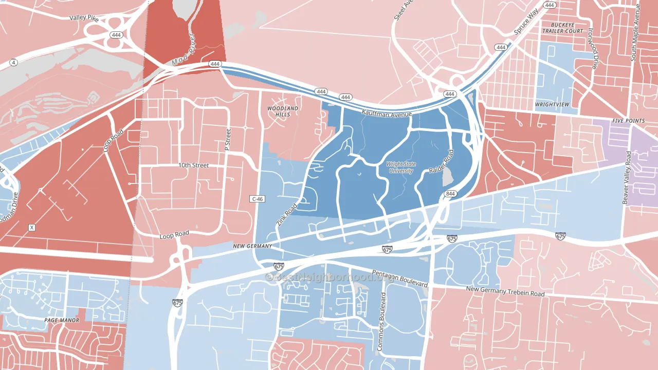 45435, OH block-group political-lean map