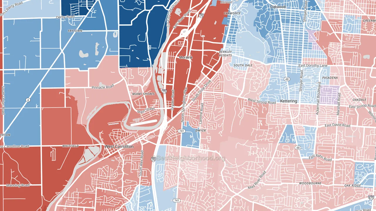 45439, OH block-group political-lean map