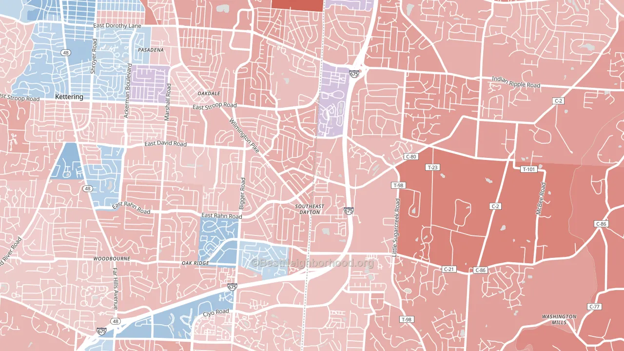 45440, OH block-group political-lean map