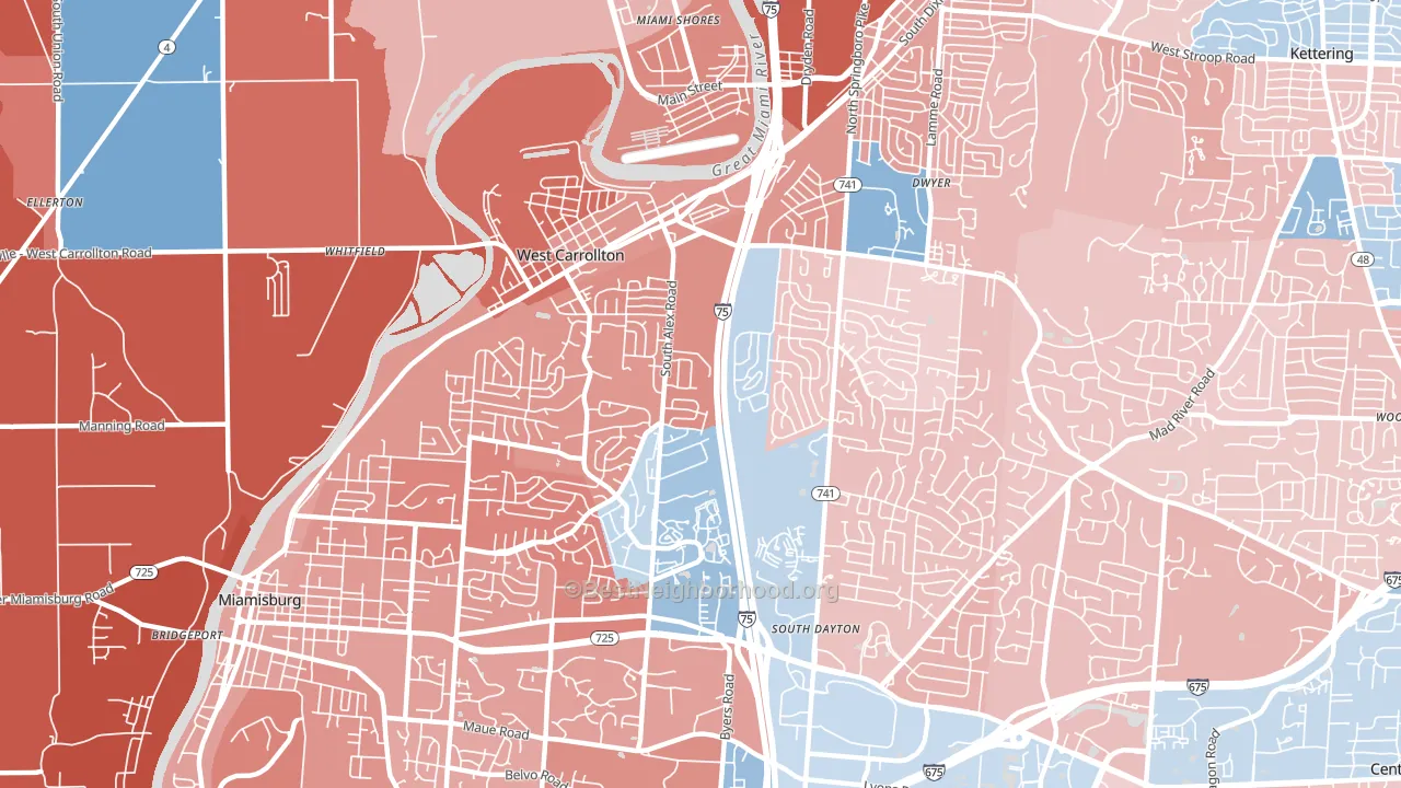 45449, OH block-group political-lean map
