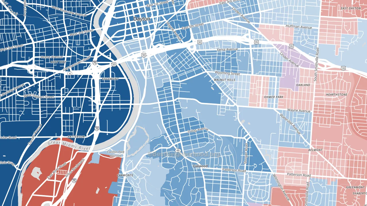 45469, OH block-group political-lean map