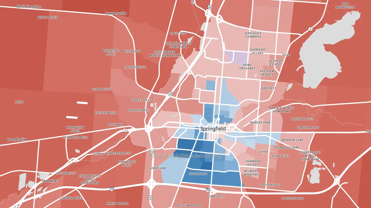 45502, OH block-group political-lean map