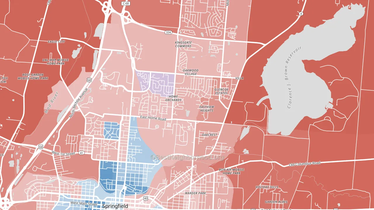 45503, OH block-group political-lean map