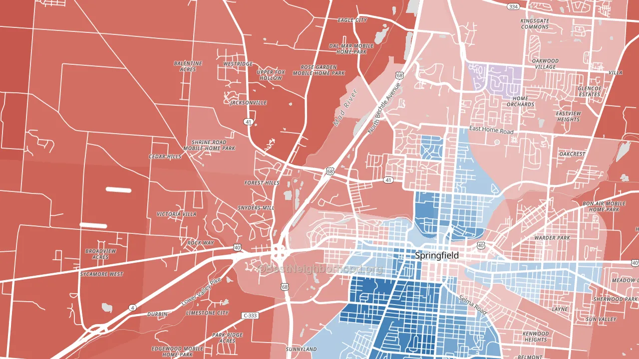 45504, OH block-group political-lean map