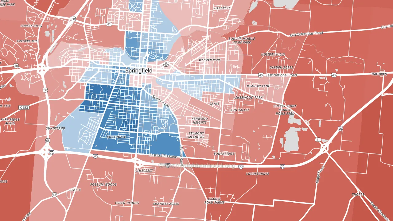 45505, OH block-group political-lean map
