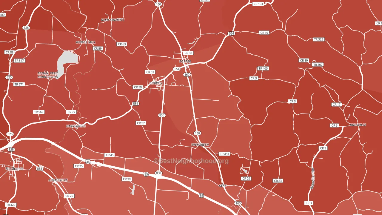 45614, OH block-group political-lean map