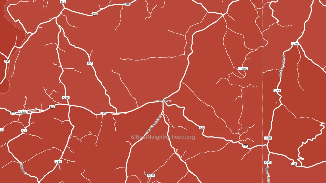 45616, OH block-group political-lean map
