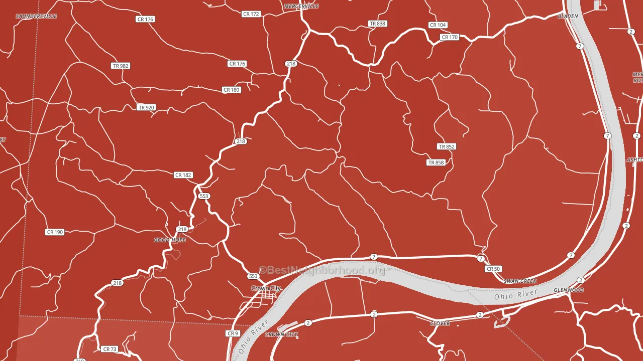 45623, OH block-group political-lean map