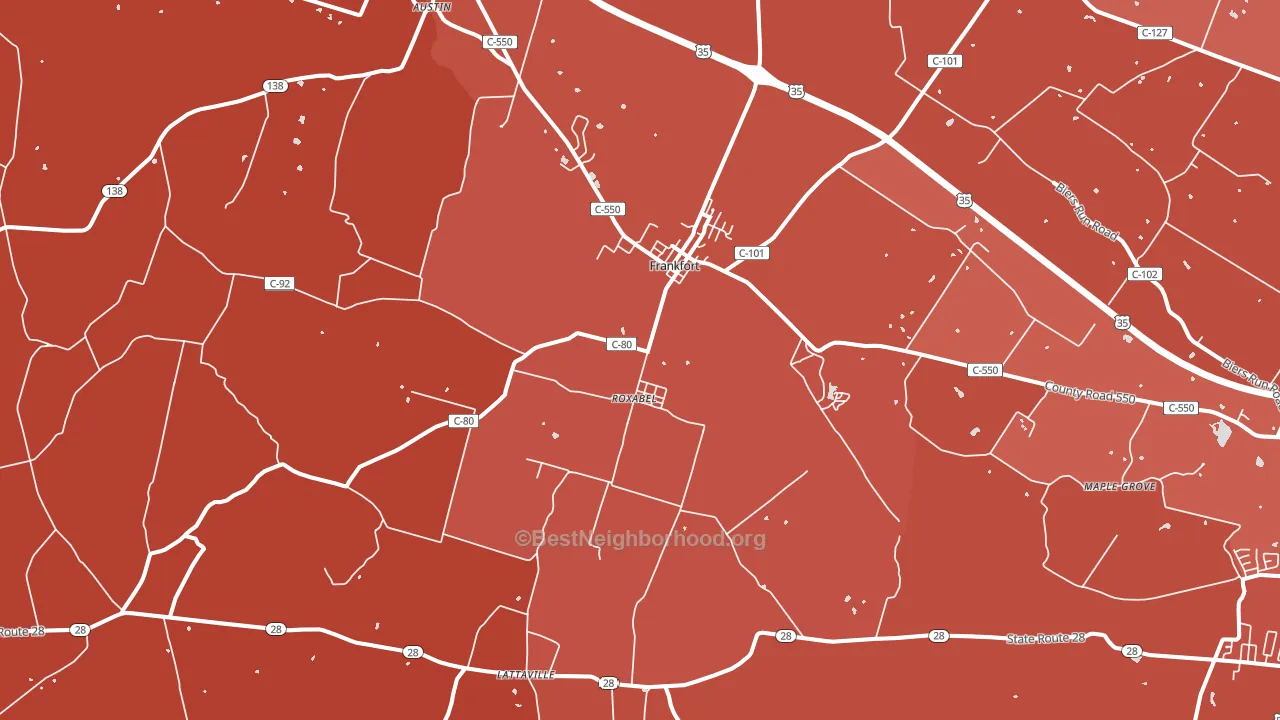 45628, OH block-group political-lean map