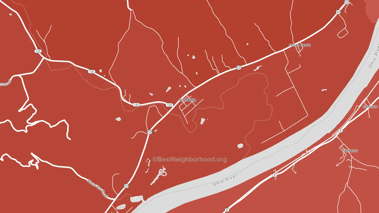 45630, OH block-group political-lean map