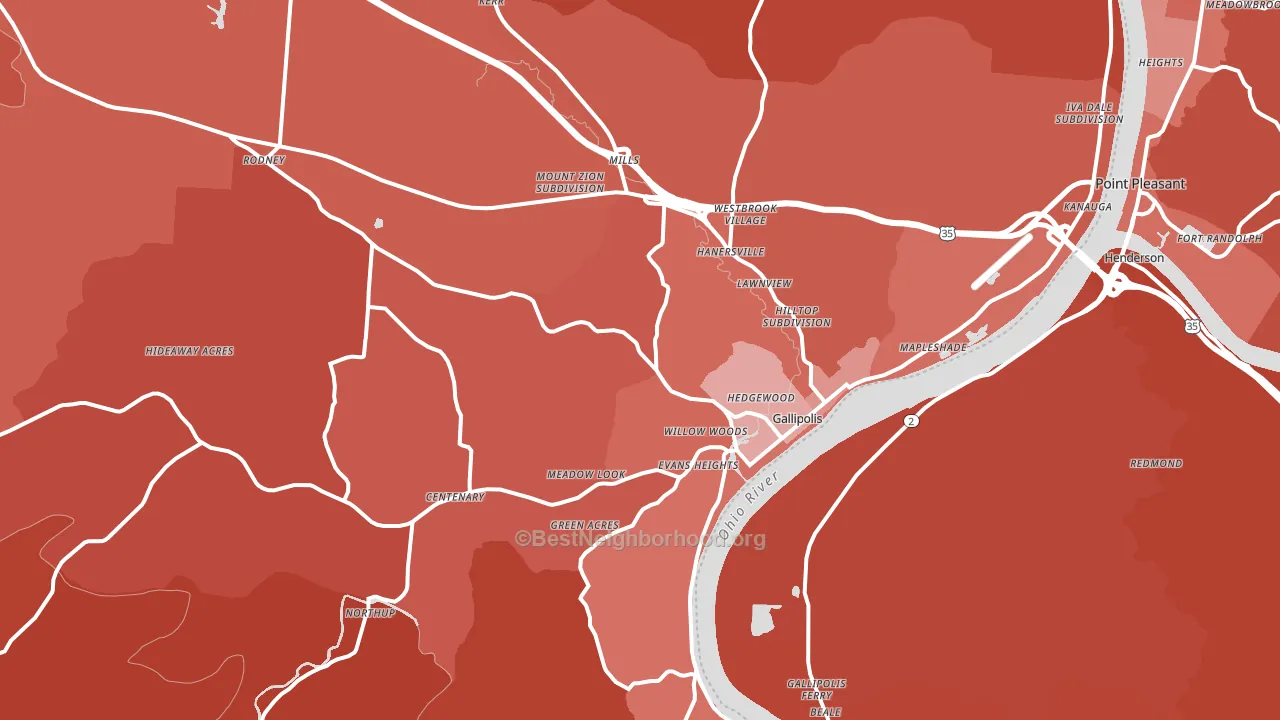 45631, OH block-group political-lean map