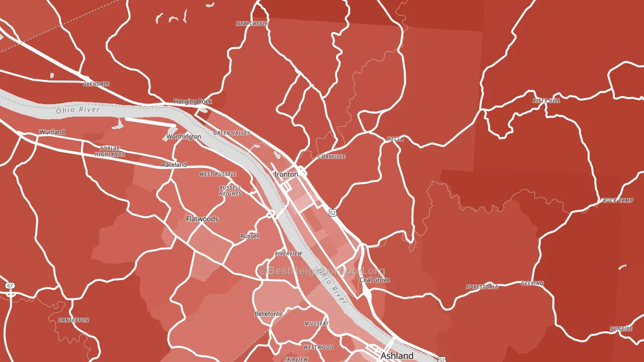 45638, OH block-group political-lean map