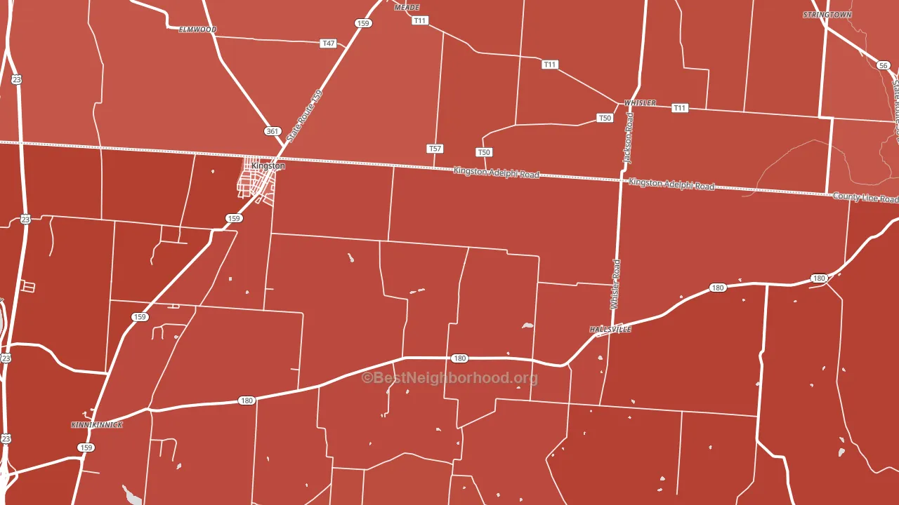 45644, OH block-group political-lean map