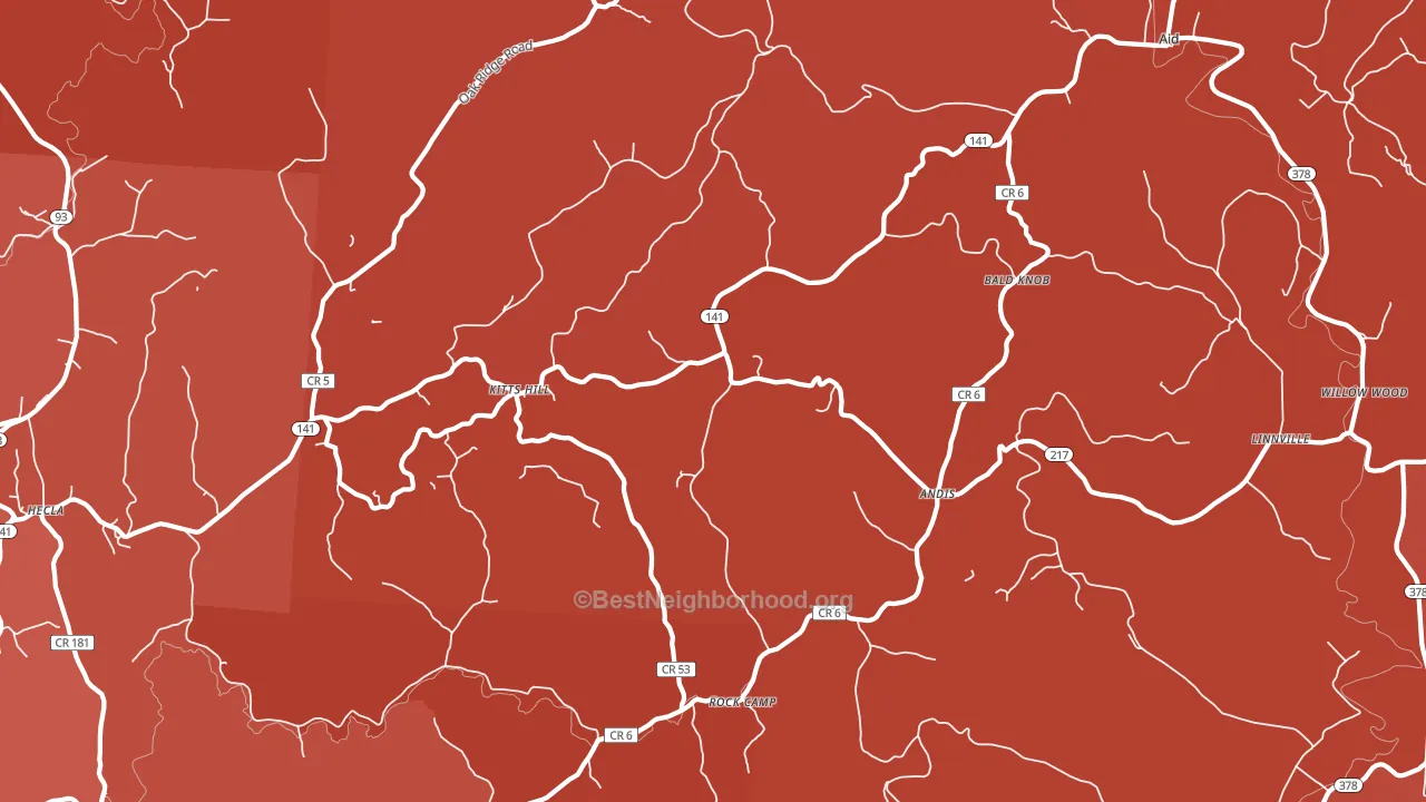45645, OH block-group political-lean map