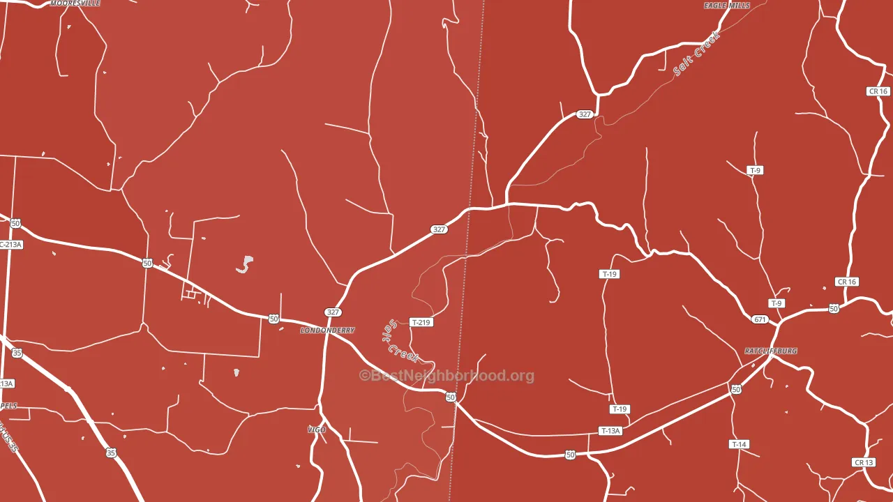 45647, OH block-group political-lean map