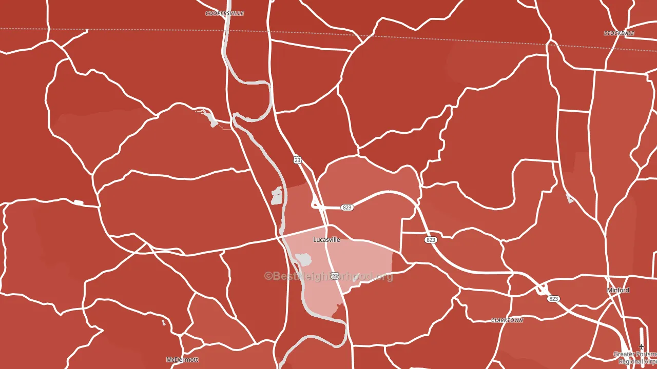 45648, OH block-group political-lean map