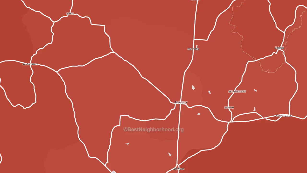 45651, OH block-group political-lean map