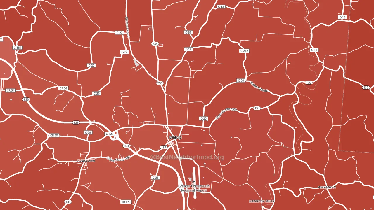 45653, OH block-group political-lean map