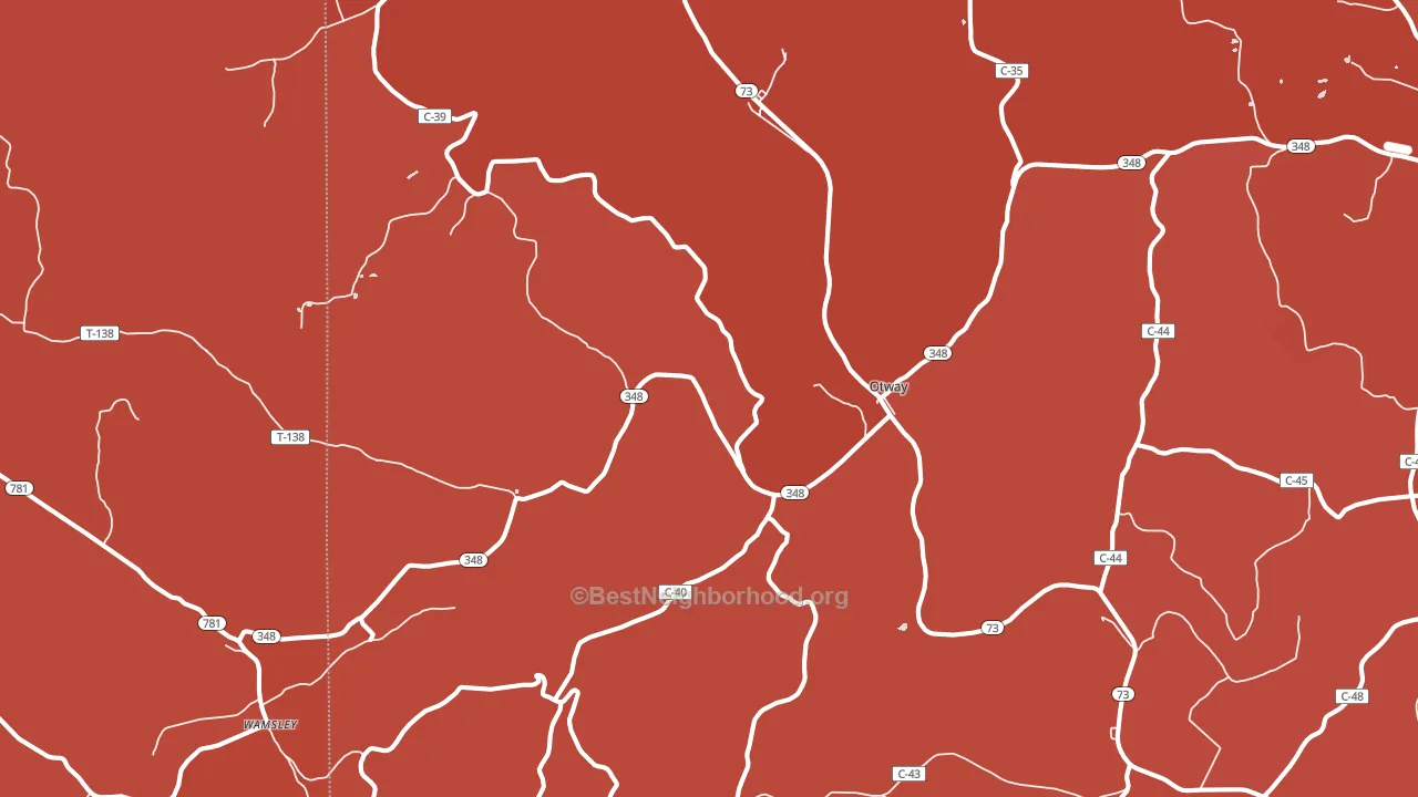 45657, OH block-group political-lean map