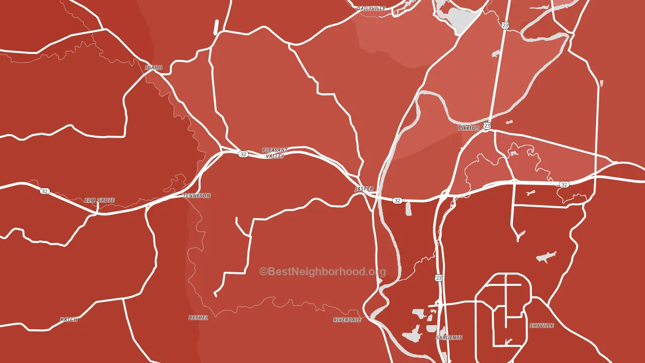 45661, OH block-group political-lean map