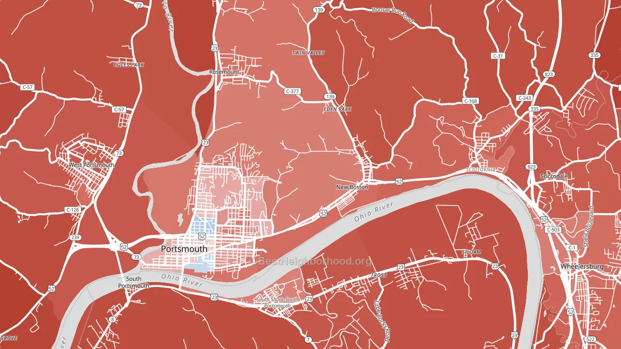 45662, OH block-group political-lean map