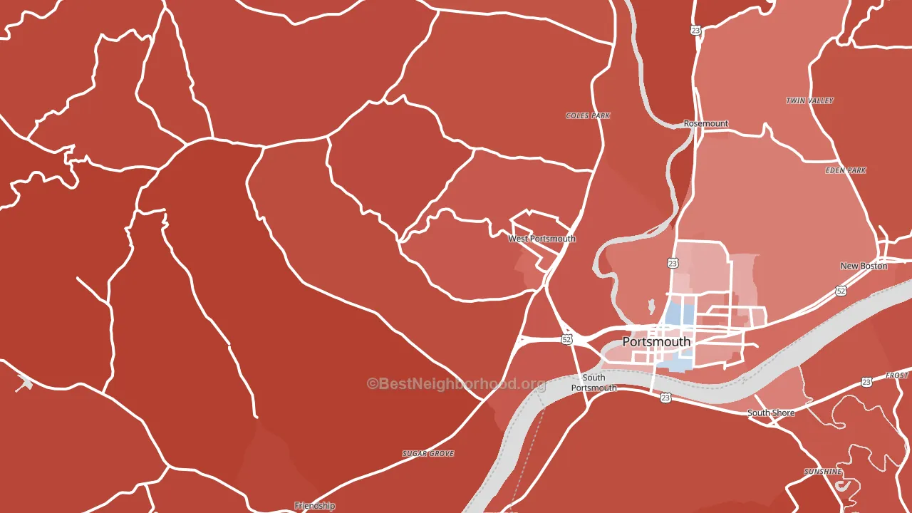 45663, OH block-group political-lean map