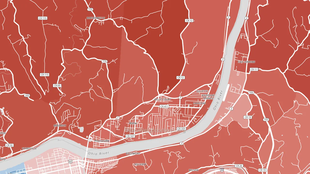 45669, OH block-group political-lean map