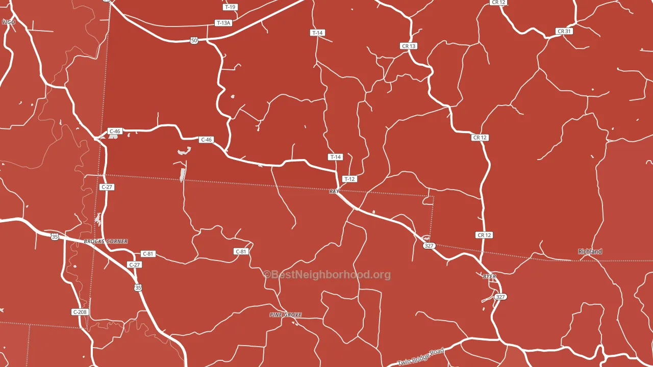 45672, OH block-group political-lean map